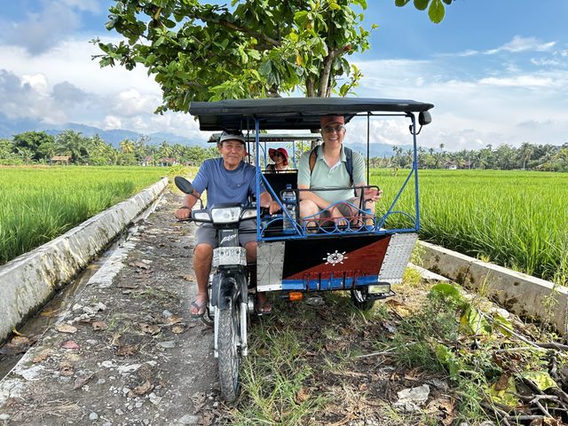 Village tour by becak through rice paddies